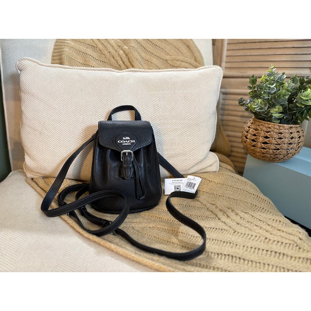 Coach Amelia Convertible Backpack Black Leather CL408 Crossbody/Shoulder - Picture 1 of 11